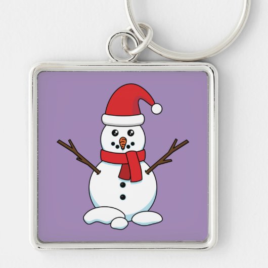 Porte-clés Snowman avec Bonnet rouge et Écharpe (Devant)