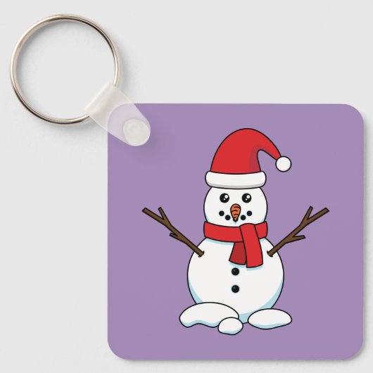 Porte-clés Snowman avec Bonnet rouge et Écharpe (Recto)