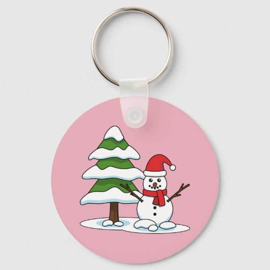 Porte-clés Snowman avec Snowman Pine Tree (Recto)