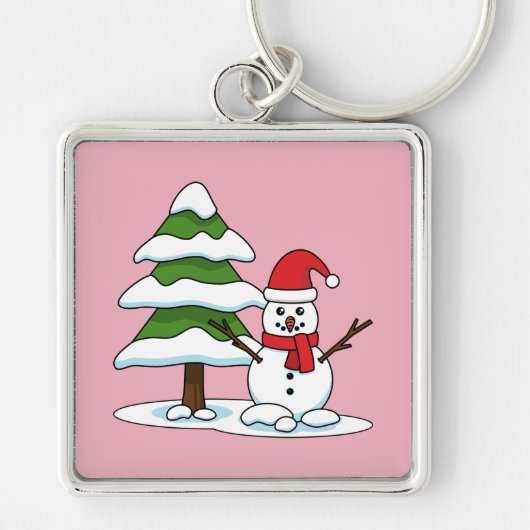 Porte-clés Snowman avec Snowman Pine Tree (Devant)