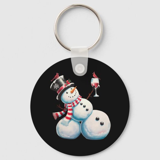 Porte-clés Snowman Avec Vin Noël Drôle Noël Cadeau de Noël (Recto)