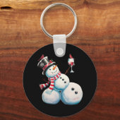 Porte-clés Snowman Avec Vin Noël Drôle Noël Cadeau de Noël (Recto)