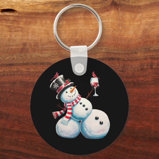 Porte-clés Snowman Avec Vin Noël Drôle Noël Cadeau de Noël (Recto)