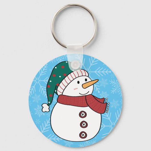 Porte-clés Snowman d'hiver Cute Bleu Noël vacances (Recto)