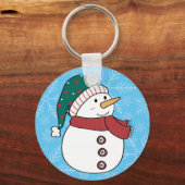Porte-clés Snowman d'hiver Cute Bleu Noël vacances (Recto)