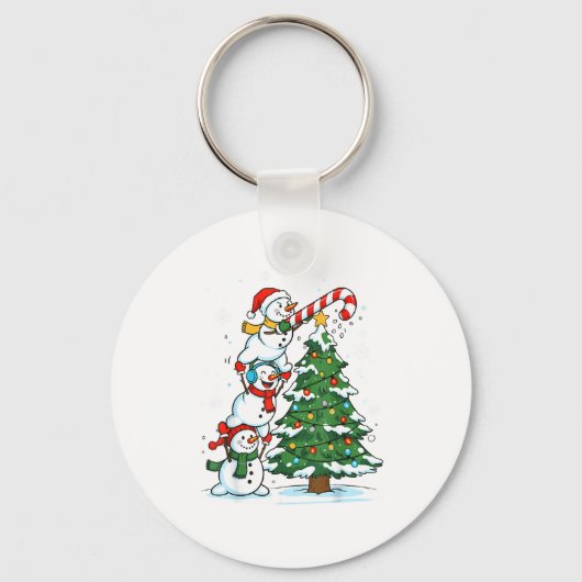 Porte-clés Snowman Snowflake, Merry Christmas Tree, Xmas Holi (Recto)