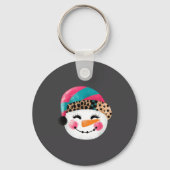 Porte-clés Snowman With Santa Hat And Leopard Pattern  (Recto)