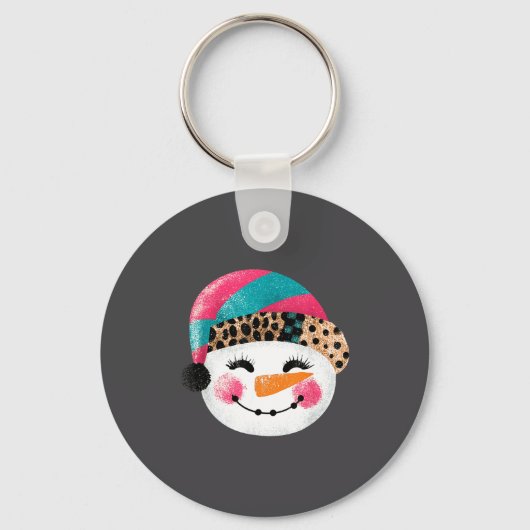 Porte-clés Snowman With Santa Hat And Leopard Pattern  (Recto)