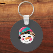 Porte-clés Snowman With Santa Hat And Leopard Pattern  (Recto)