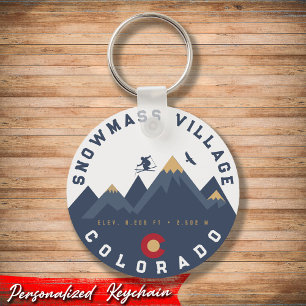 Porte-clés Snowmass Colorado Drapeau Retro Sunset Ski Souveni