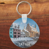 Porte-clés Snowy winter city center in Riga, Latvia (Recto)