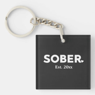 Porte-clés Sobre minimal avec le coeur et la sobriété Date
