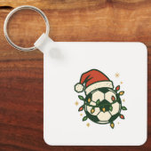 Porte-clés Soccer Ball Christmas Lights Santa Hat Funny  (Recto)