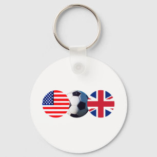 Porte-clés Soccer Ball UK & USA Drapeaux Le MUSÉE Zazzle