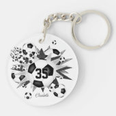 Porte-clés Soccer ballon souffle filles équipe maillot numéro (Dos)