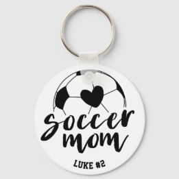 Porte-clés Soccer Maman Balle de Coeur Nom et numéro personna