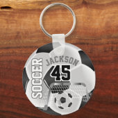 Porte-clés Soccer noir et blanc ⚽ balle sport (Recto)