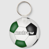 Porte-clés soccer noir vert nom personnalisé (Recto)