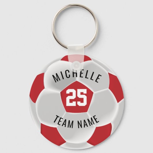 Porte-clés Soccer - Rouge foncé et blanc (Recto)