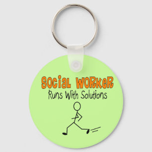 Porte-clés Social Worker "Runs with Solutions" Dons Drôle