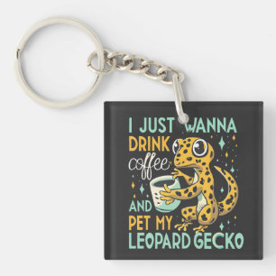 Porte-clés Société de caféine : Léopard Gecko Bliss de café