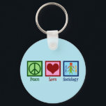 Porte-clés Sociologue Peace Love Professeur de sociologie<br><div class="desc">Un joli cadeau de Noël sociologue qui dit Peace Love Sociology.</div>