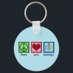 Porte-clés Sociologue Peace Love Professeur de sociologie<br><div class="desc">Un joli cadeau de Noël sociologue qui dit Peace Love Sociology.</div>
