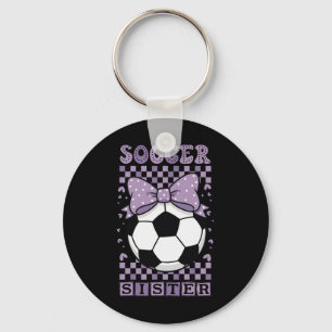 Porte-clés Sœur de football cool Ll Coquette violette mignonn