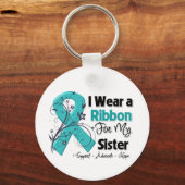 Porte-clés Soeur - Ruban du cancer de l'ovaire (Recto)