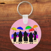 Porte-clés Soeurs avec parapluies "Attente de pluie" ll (Recto)