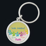 Porte-clés Soeurs Golden 50th Jubilee<br><div class="desc">Les Soeurs Catholiques Golden 50th Jubliee porte - clé,  fleurs printanières lumineuses en plusieurs couleurs,  "Foi,  Espoir,  Amour".</div>