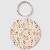 Porte-clés Soft Pink Floral Stripe Pattern (Verso)