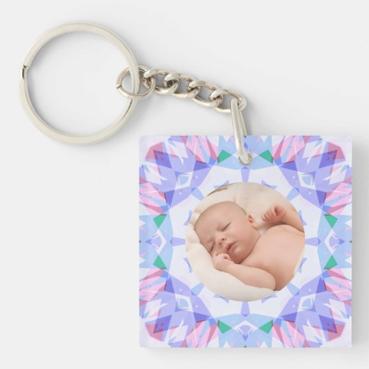 Porte-clés Soft Pretty Pastels Photo de Noël personnalisée (Devant)