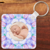 Porte-clés Soft Pretty Pastels Photo de Noël personnalisée (Verso)