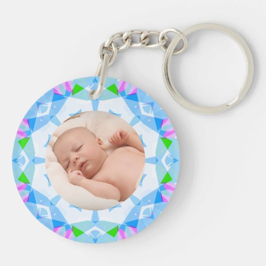 Porte-clés Soft Pretty Pastels Photo de Noël personnalisée (Dos)