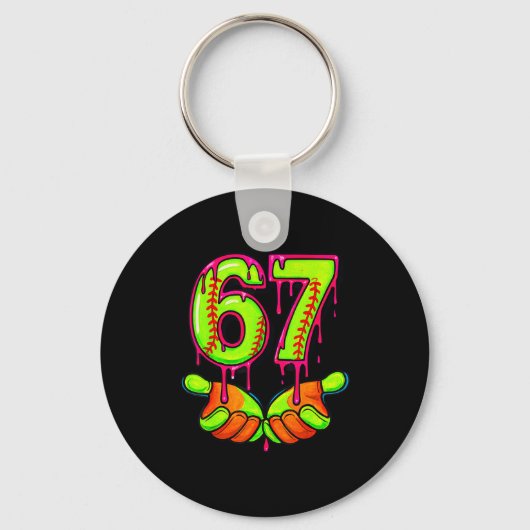 Porte-clés Softball 67 Six Seven Funny Gen Alpha Meme Drip Te (Recto)