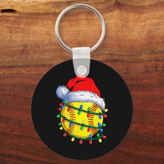 Porte-clés Softball Ball Santa Hat Christmas Softball Xmas Li (Recto)