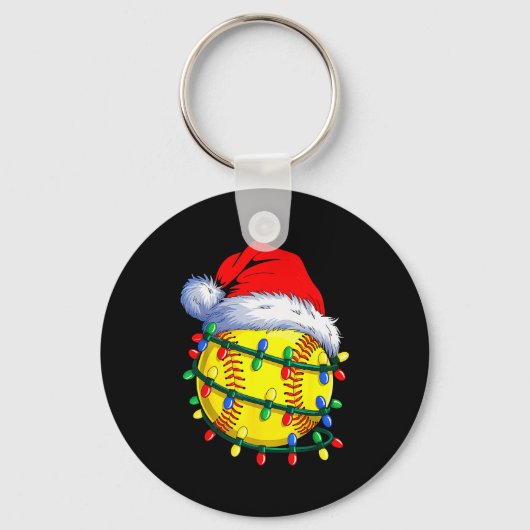 Porte-clés Softball Ball Santa Hat Christmas Softball Xmas Li (Recto)