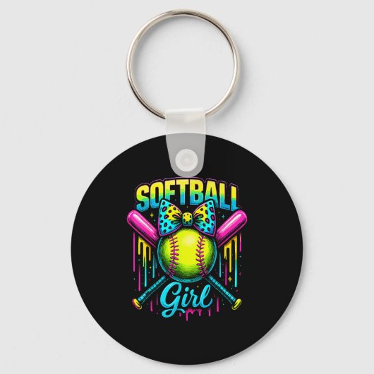 Porte-clés Softball Girl Drip Funny Softball Player (Recto)
