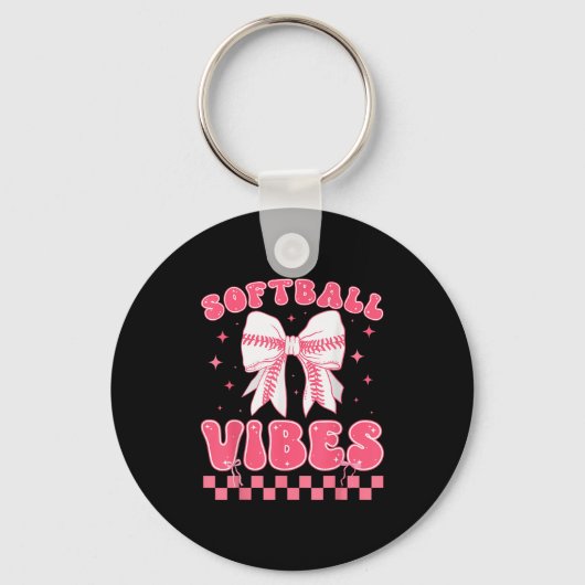 Porte-clés Softball Vibes Softball Couqette Groovy Softball G (Recto)
