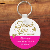 Porte-clés Soirée 50ème Anniversaire rose et or élégante (Recto)