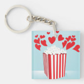 Porte-clés Soirée cinéma Popcorn et Cœurs (Devant)