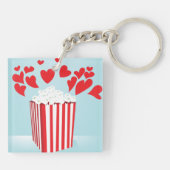 Porte-clés Soirée cinéma Popcorn et Cœurs (Dos)