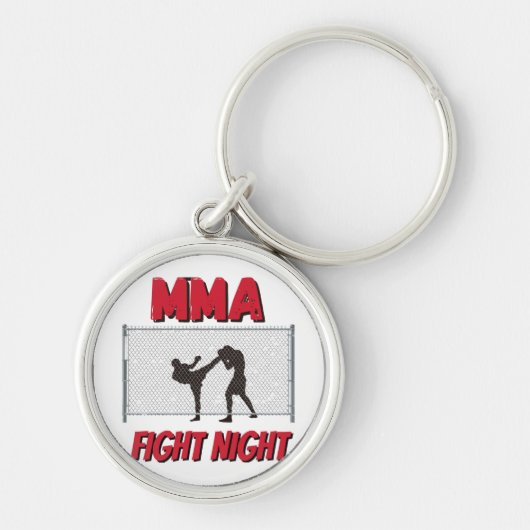 Porte-clés Soirée de combat de MMA et silhouette de deux comb (Devant)