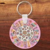 Porte-clés Soirée Fée à thème rose pour enfants (Recto)