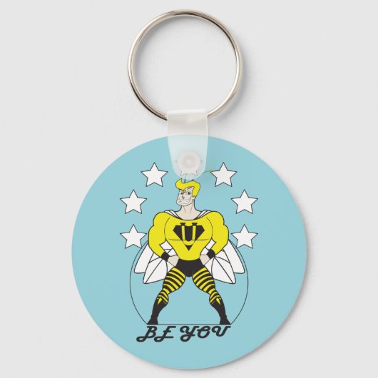 Porte-clés Sois toi (Abeille toi) - étoiles blanches. (Recto)