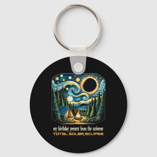 Porte-clés Solaire Éclipse Mon Anniversaire Présenté Par Les (Recto)
