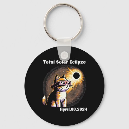 Porte-clés Solaire Eclipse Tee 2024 Chat portant Éclipse Sola (Recto)