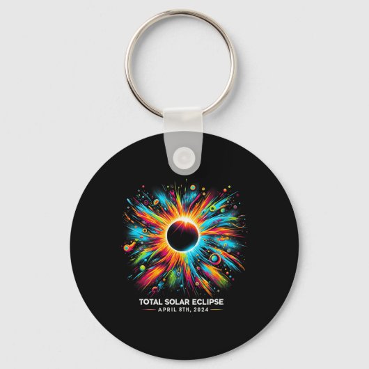 Porte-clés Solar Eclipse 2024 04.08.24 Eclipse Hommes Femmes (Recto)