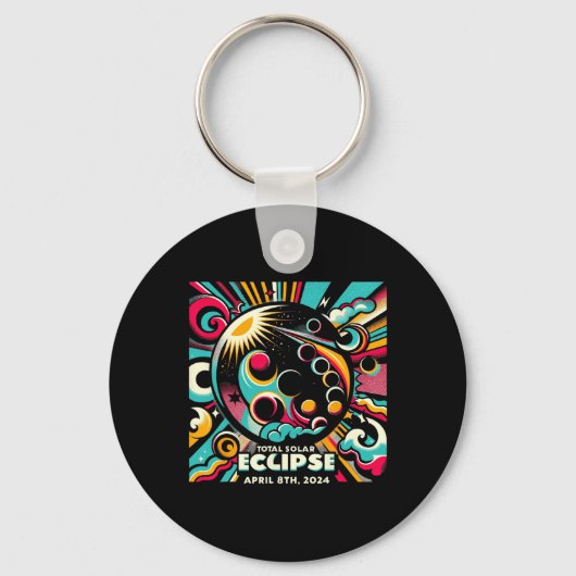 Porte-clés Solar Eclipse 2024 04.08.24 Eclipse Hommes Femmes (Recto)